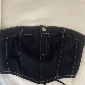 garage adjustable jean top black worn once